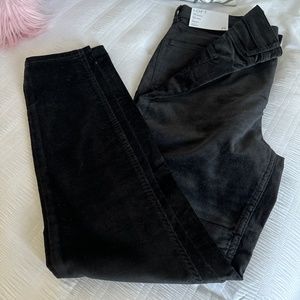 Black velvet pants